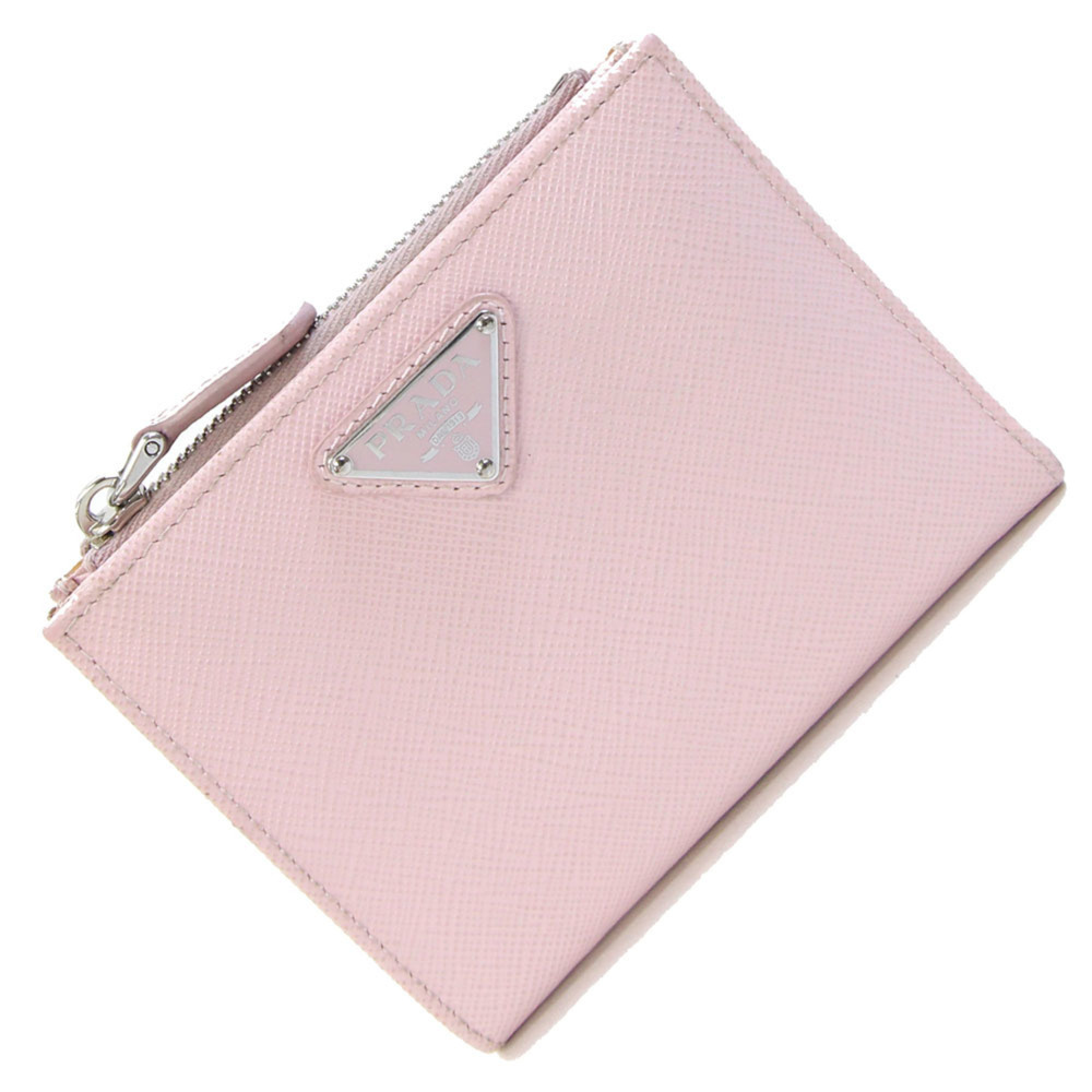 Prada Bi-fold Wallet 1ML050 Light Pink Leather Compact Mini for Women PRADA